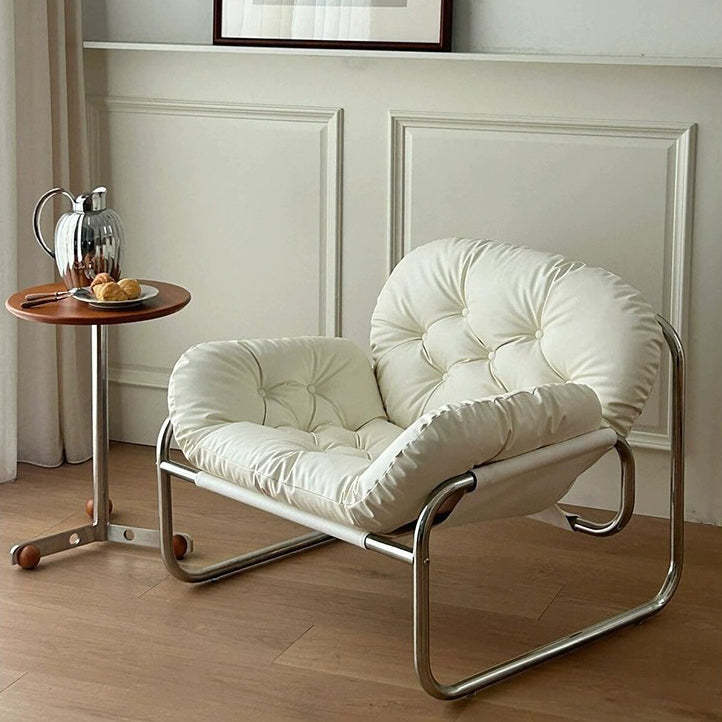 Lighom nordic tufted leather accent chairs — White