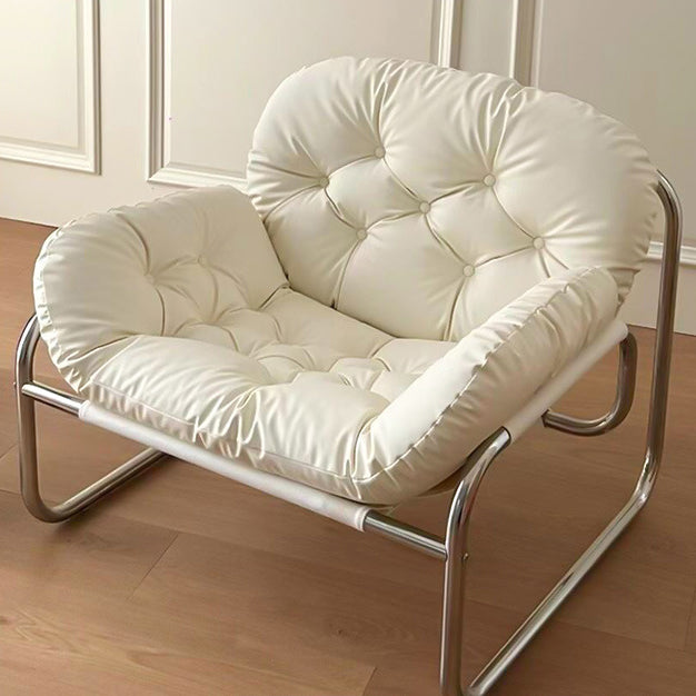 Scandinavian Tufted Leather Steel Accent Chair