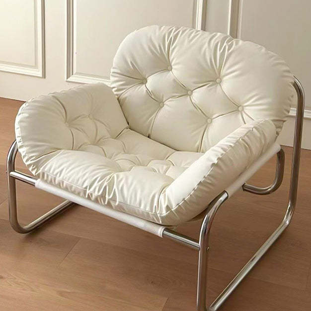 Scandinavian Tufted Leather Steel Accent Chair