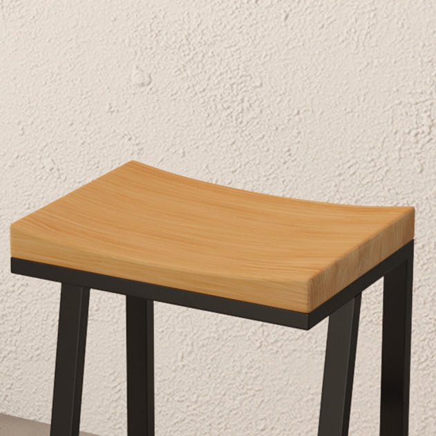 Industrial Wood Iron Bar Stool Footrest