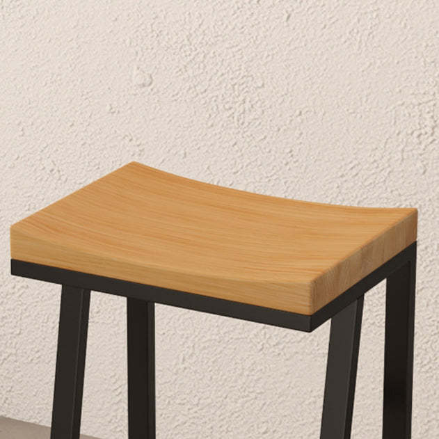 Industrial Wood Iron Bar Stool Footrest