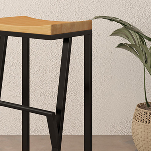 Industrial Wood Iron Bar Stool Footrest
