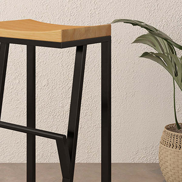 Industrial Wood Iron Bar Stool Footrest