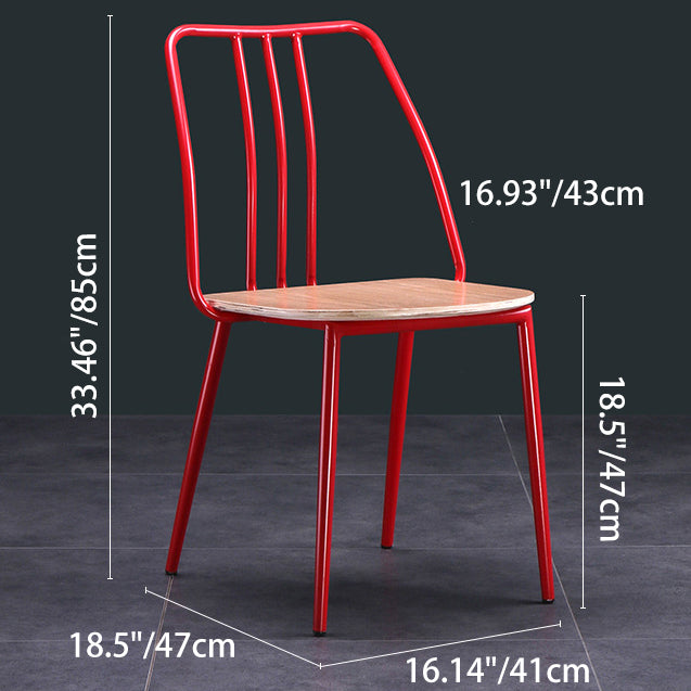 Scandinavian Wood Iron-Leg Dining Chair