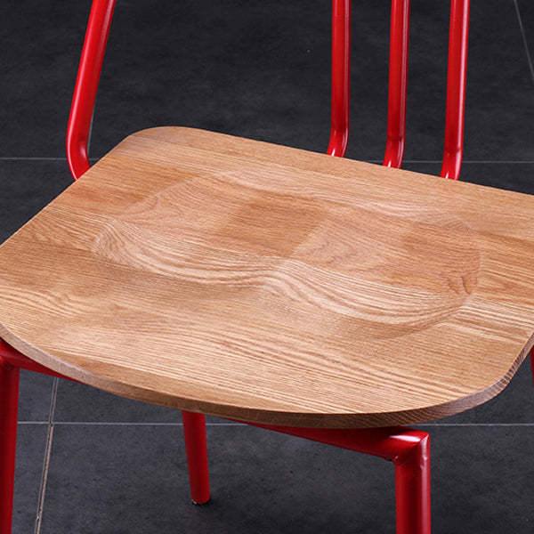 Scandinavian Wood Iron-Leg Dining Chair