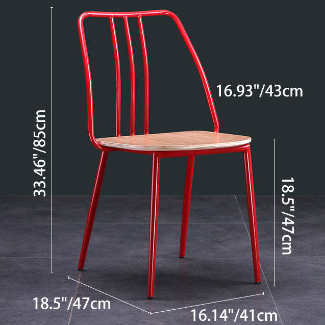 Scandinavian Wood Iron-Leg Dining Chair