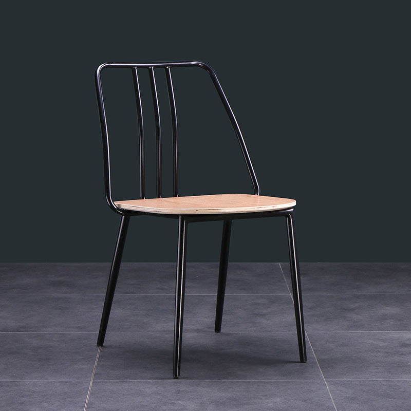 Scandinavian Wood Iron-Leg Dining Chair