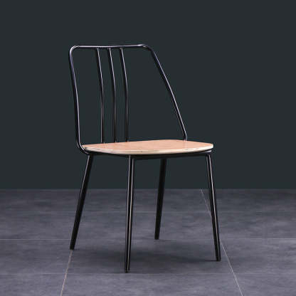 Scandinavian Wood Iron-Leg Dining Chair