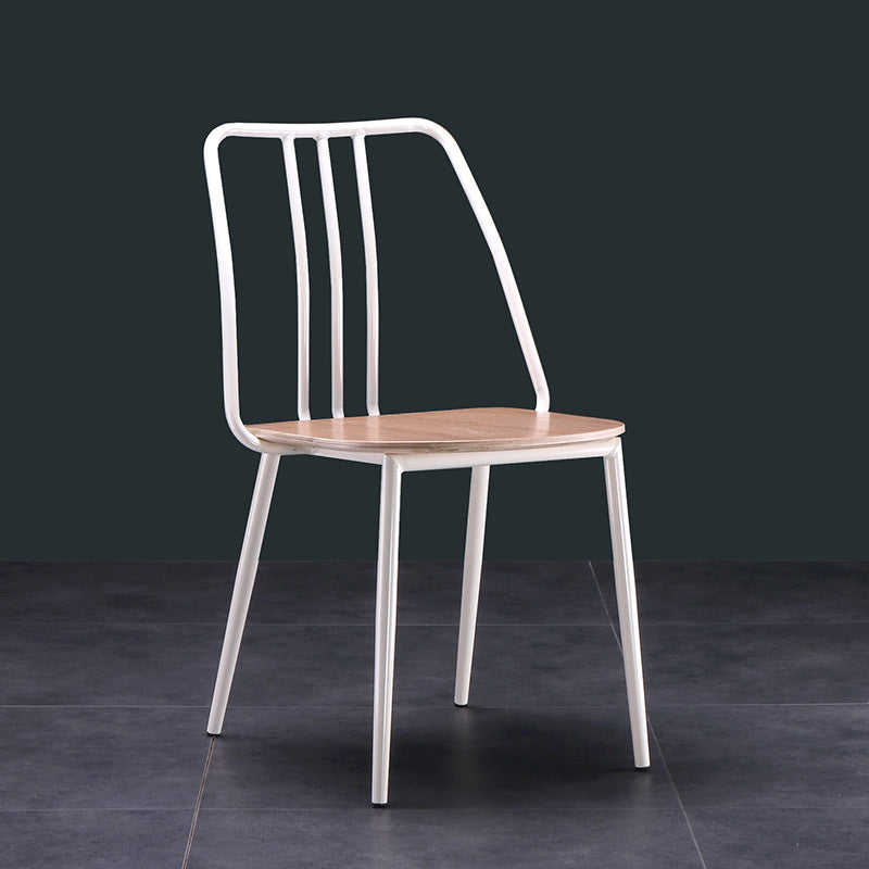 Scandinavian Wood Iron-Leg Dining Chair