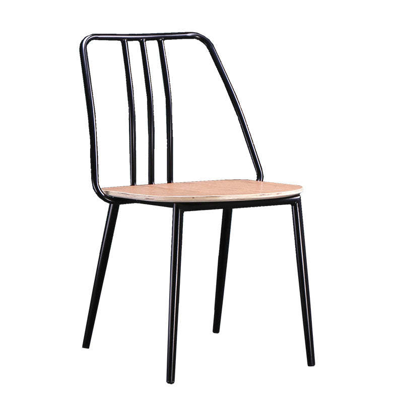 Scandinavian Wood Iron-Leg Dining Chair