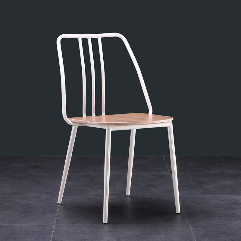 Scandinavian Wood Iron-Leg Dining Chair