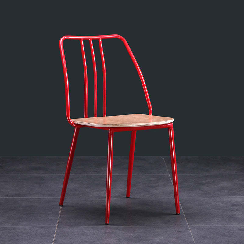 Scandinavian Wood Iron-Leg Dining Chair