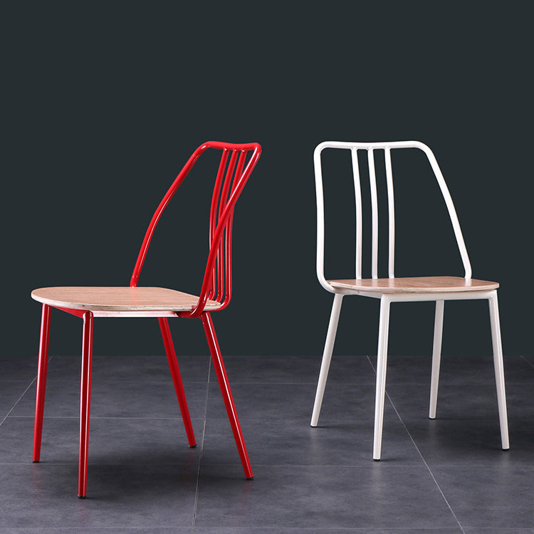 Scandinavian Wood Iron-Leg Dining Chair