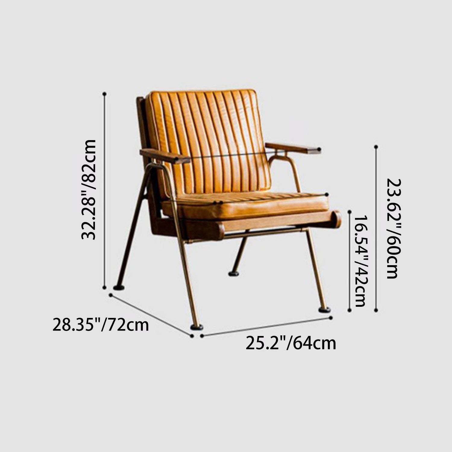 Striped Leather Iron Frame Accent Chair