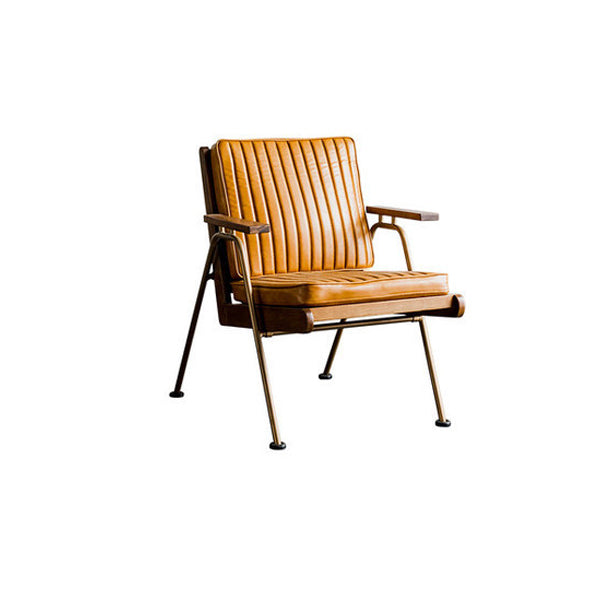 Striped Leather Iron Frame Accent Chair