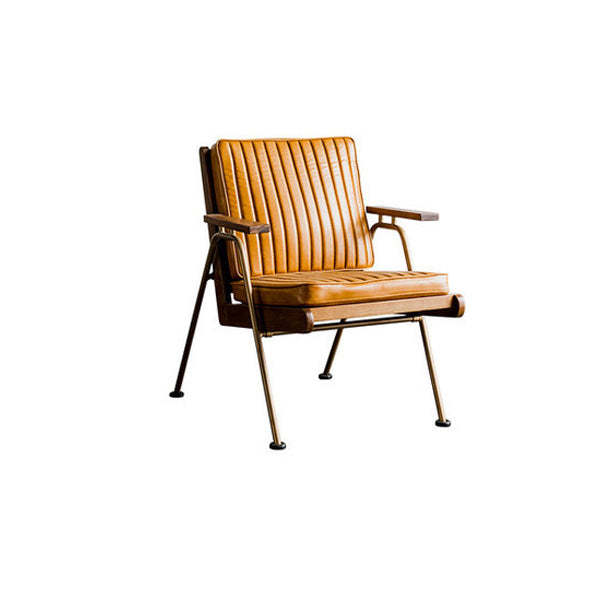 Striped Leather Iron Frame Accent Chair