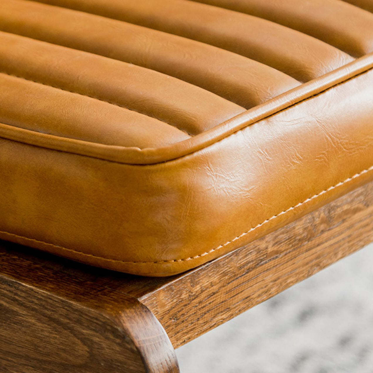 Striped Leather Iron Frame Accent Chair