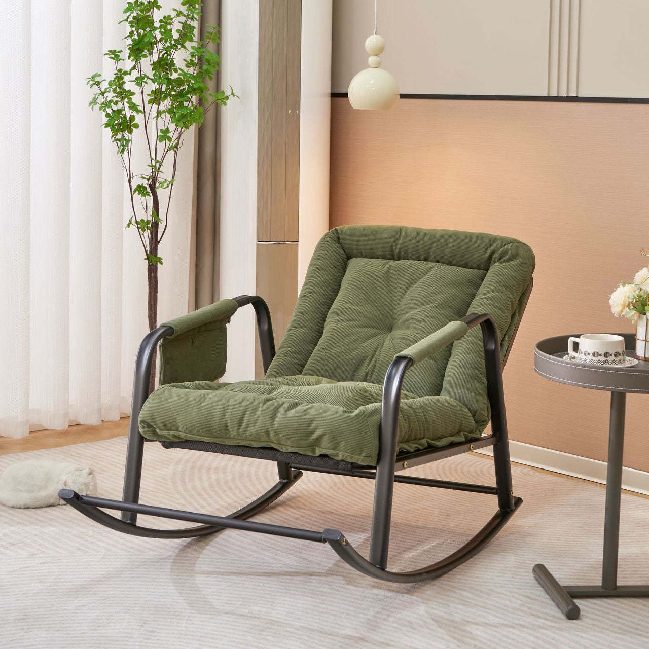 Contemporary Corduroy Reclining Accent Chair — Green