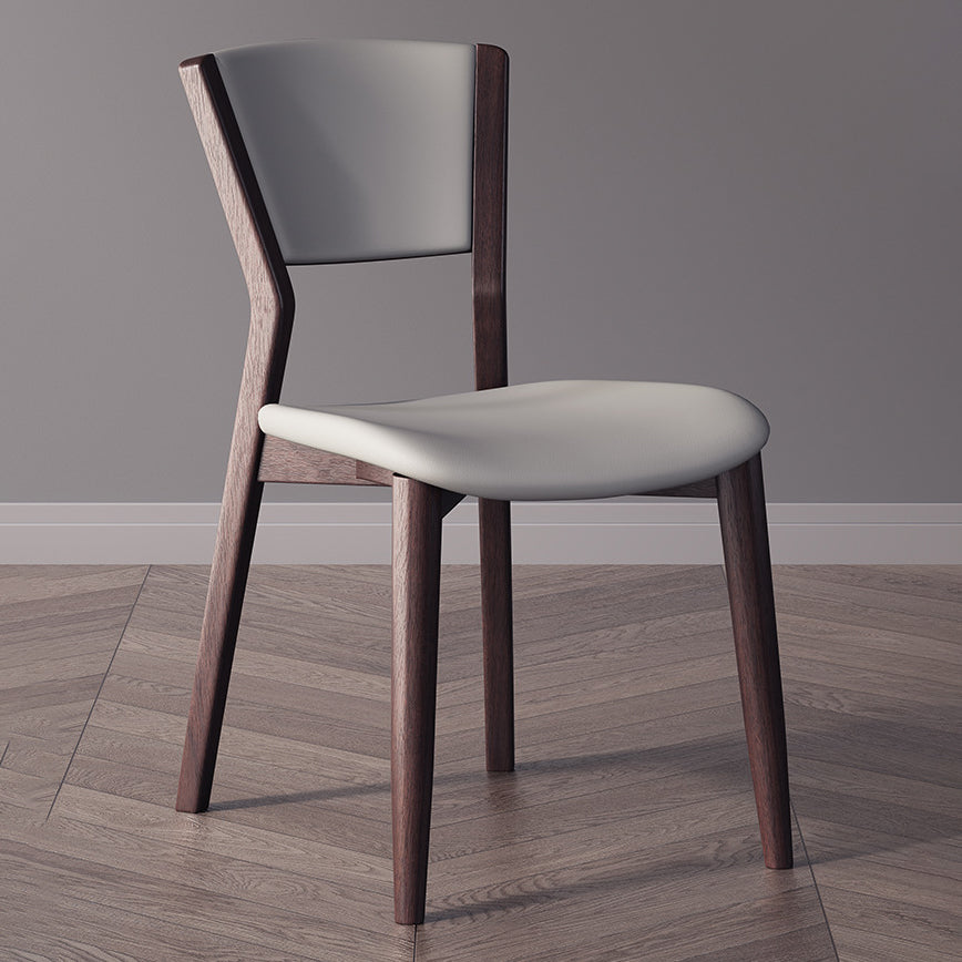 Scandinavian Microfiber Leather Solid Wood Dining Chair
