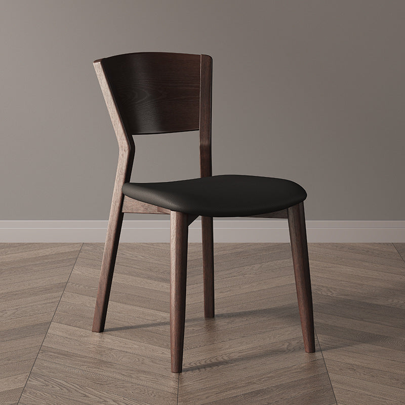 Scandinavian Microfiber Leather Solid Wood Dining Chair