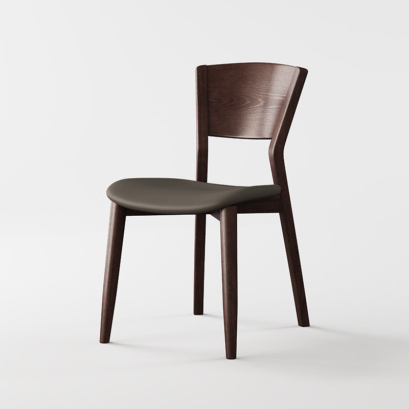 Scandinavian Microfiber Leather Solid Wood Dining Chair