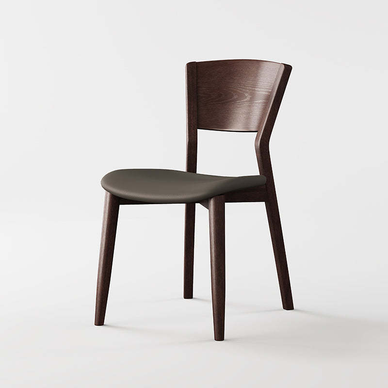 Scandinavian Microfiber Leather Solid Wood Dining Chair