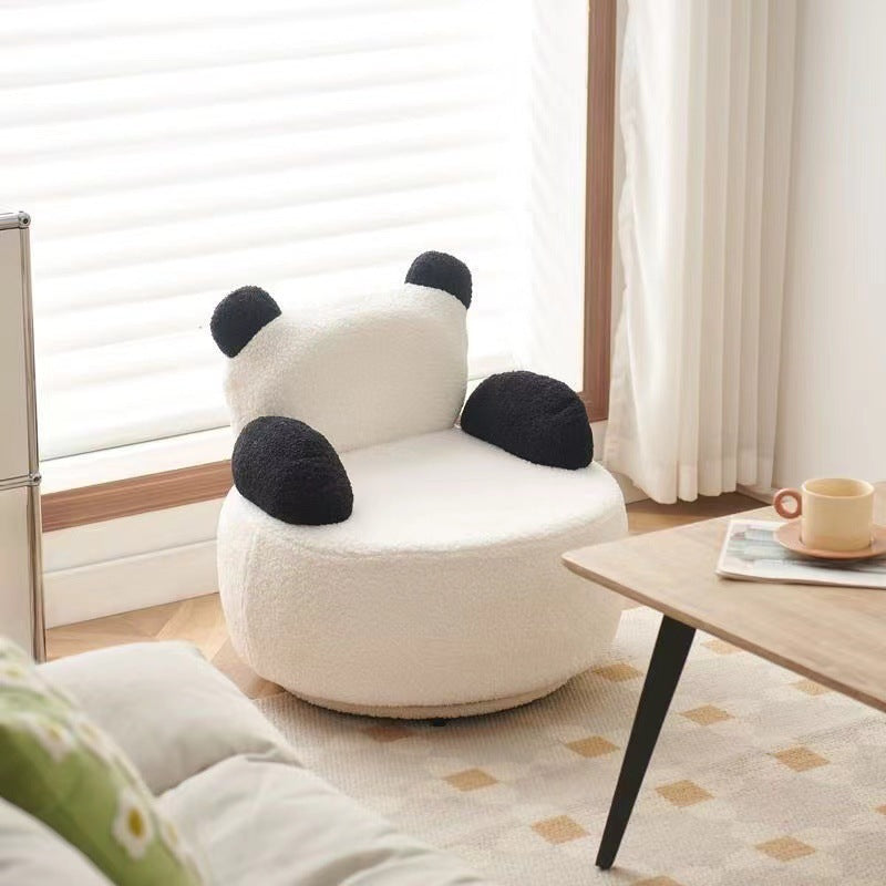 Lambswool Wood Swivel Bear Accent Chair