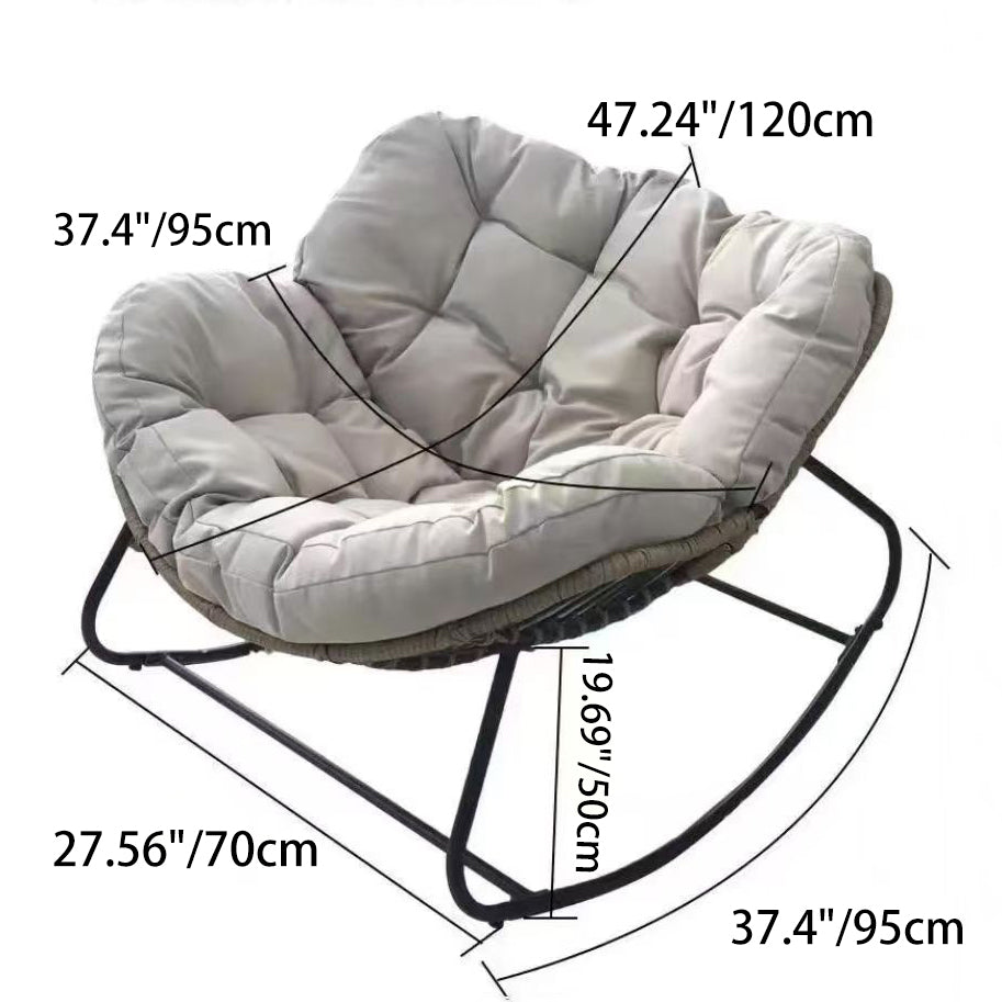 Nordic Curved Tufted Fabric Rocking Chair — Gray