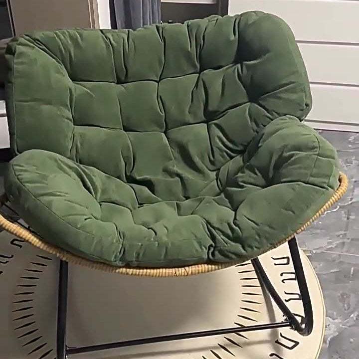 Nordic Curved Tufted Fabric Rocking Chair