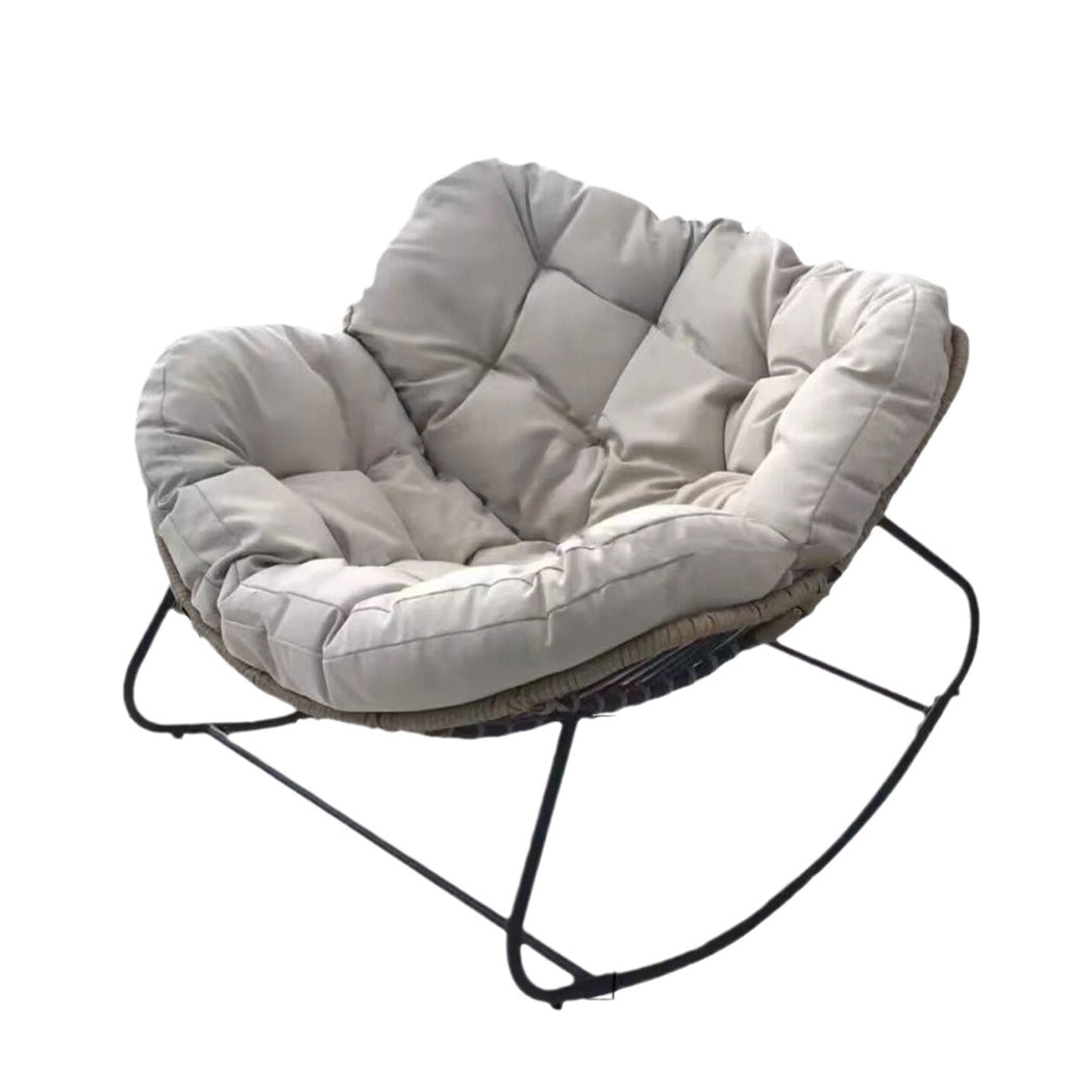 Nordic Curved Tufted Fabric Rocking Chair