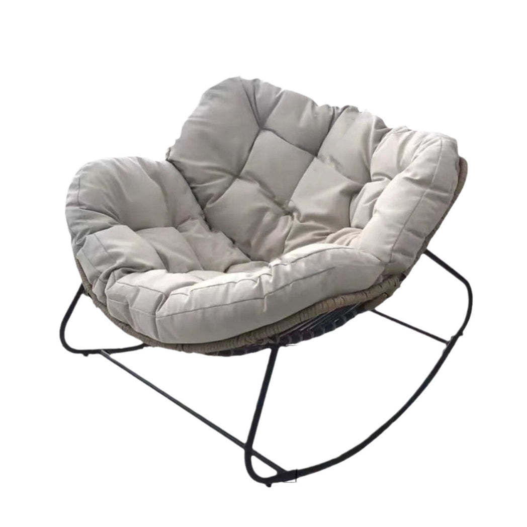 Nordic Curved Tufted Fabric Rocking Chair