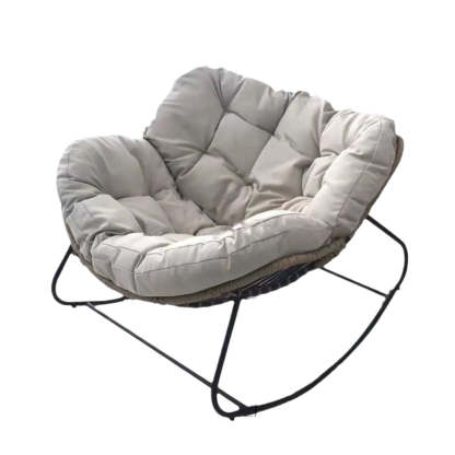 Nordic Curved Tufted Fabric Rocking Chair