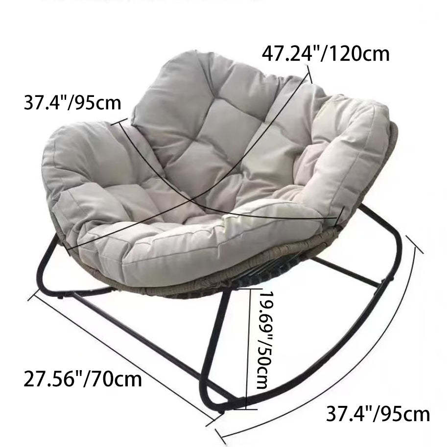 Nordic Curved Tufted Fabric Rocking Chair — Gray