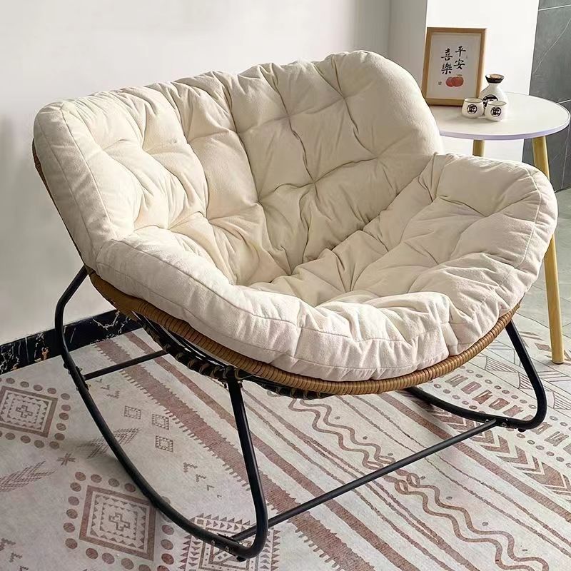 Nordic Curved Tufted Fabric Rocking Chair