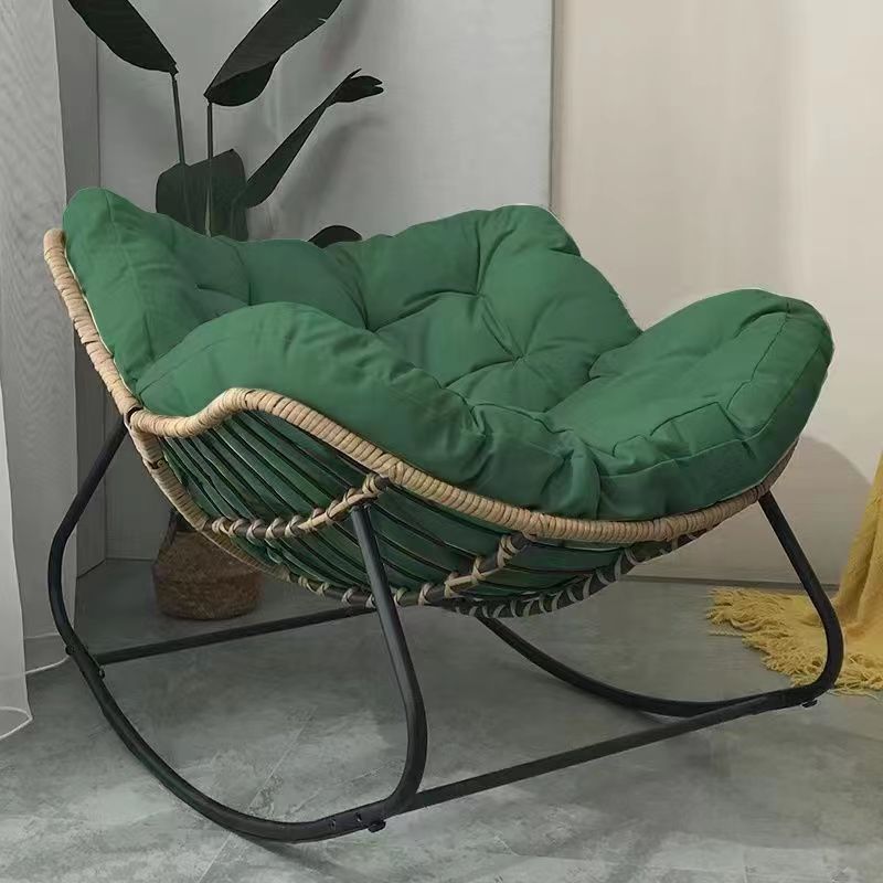 Nordic Curved Tufted Fabric Rocking Chair — Green