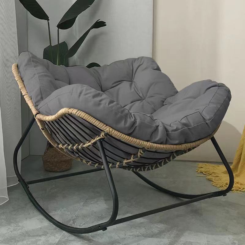 Nordic Curved Tufted Fabric Rocking Chair