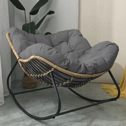 Nordic Curved Tufted Fabric Rocking Chair