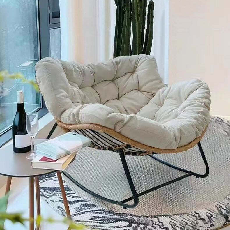 Nordic Curved Tufted Fabric Rocking Chair