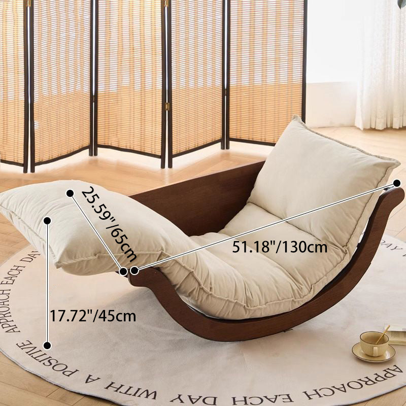 Arc Velvet Steel Rocking Chair — Black Frame+Brown Leather Cushion