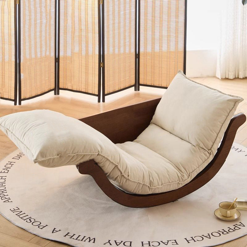 Arc Velvet Steel Rocking Chair — Black Frame+White Velvet Cushion