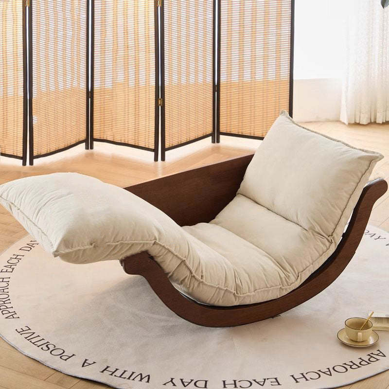 Arc Velvet Steel Rocking Chair — Black Frame+White Velvet Cushion