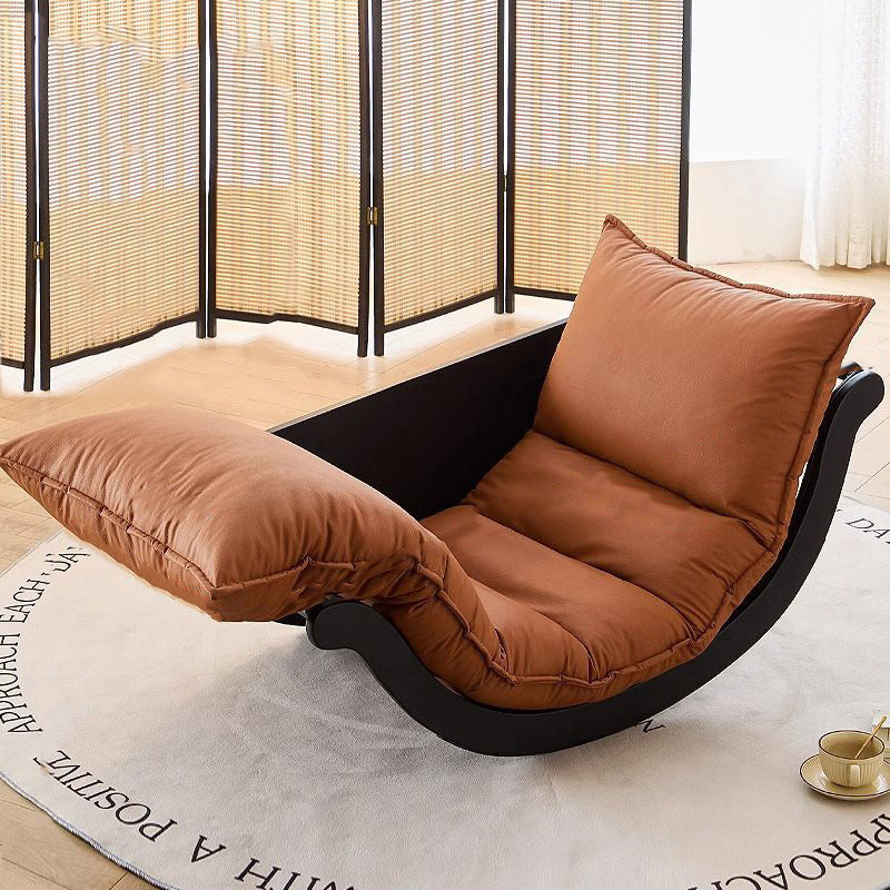 Arc Velvet Steel Rocking Chair — Black Frame+Orange Velvet Cushion