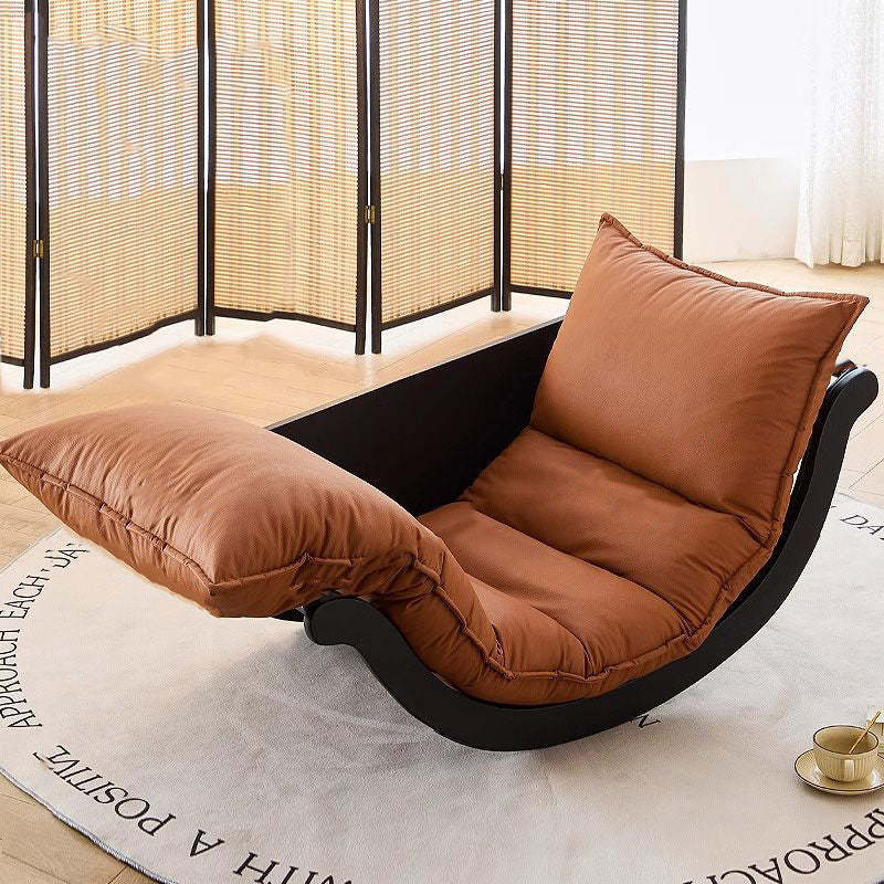 Arc Velvet Steel Rocking Chair — Black Frame+Orange Velvet Cushion