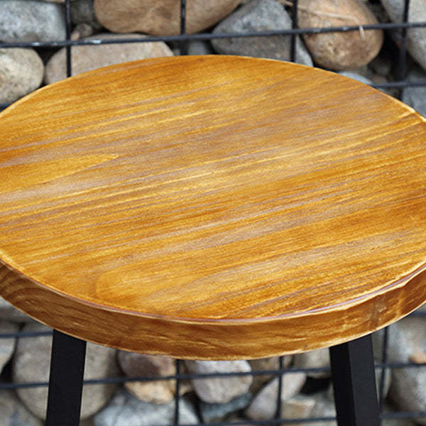 Industrial Wood Iron Round Bar Stool