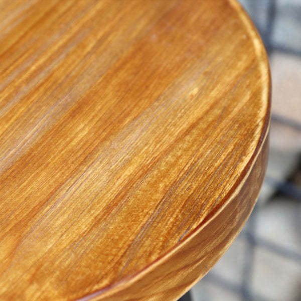 Industrial Wood Iron Round Bar Stool