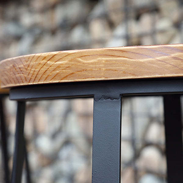 Industrial Wood Iron Round Bar Stool
