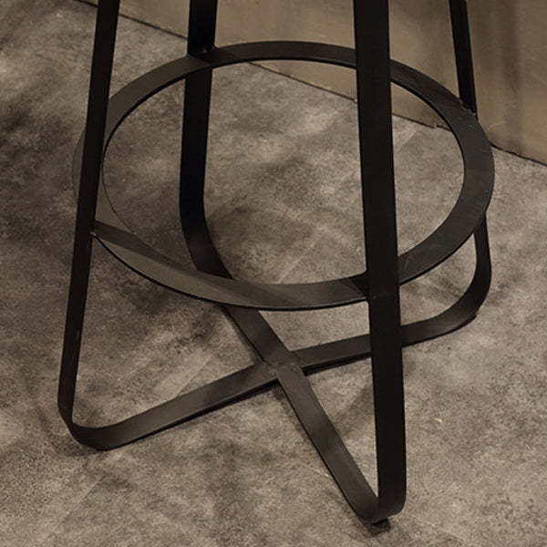 Industrial Wood Iron Round Bar Stool