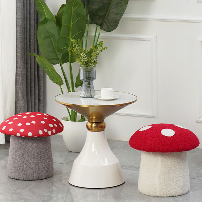Cream Mushroom Lambswool Wood Vanity Stool