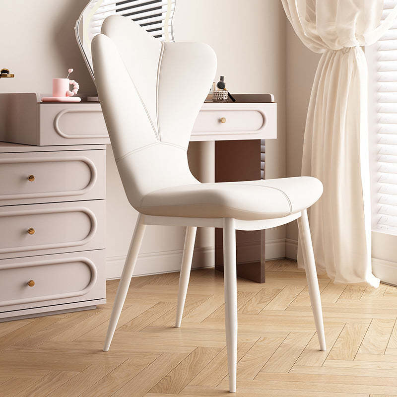 Scandinavian Microfiber Leather Steel Vanity Stool — White