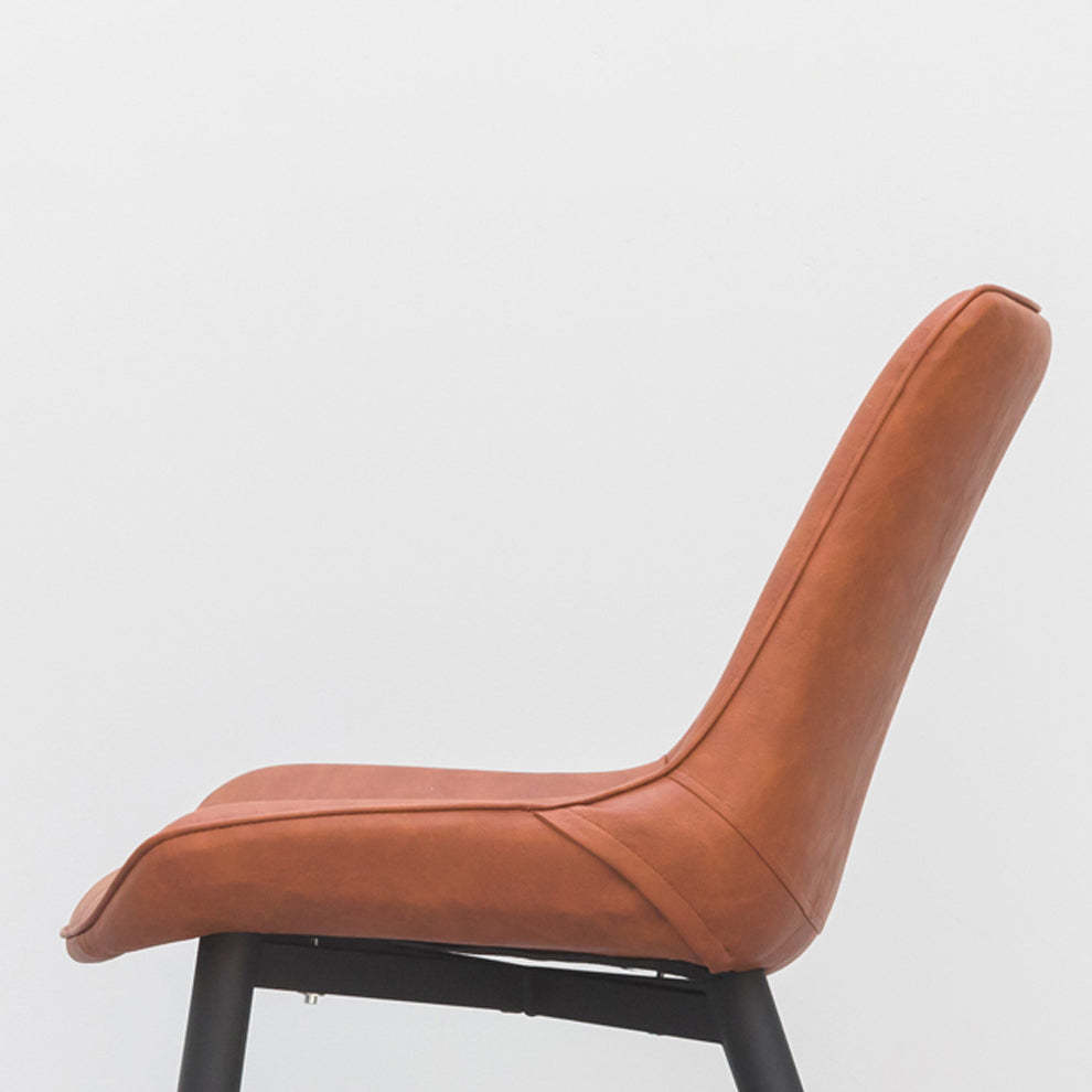 Contemporary Striped Leather Metal-Leg Dining Chair